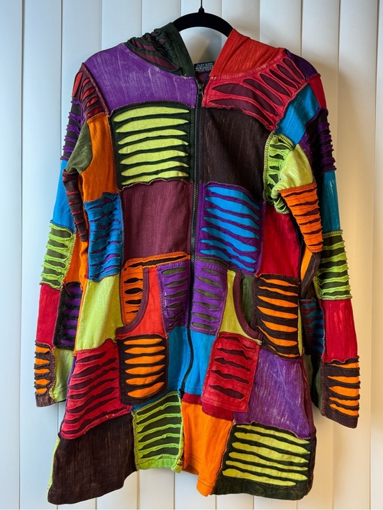 Greater Good Jackets & Blazers - GreaterGood Patchwork Hoodie S/M 100% Cotton Nepal Boho Hippie Festival Jacket